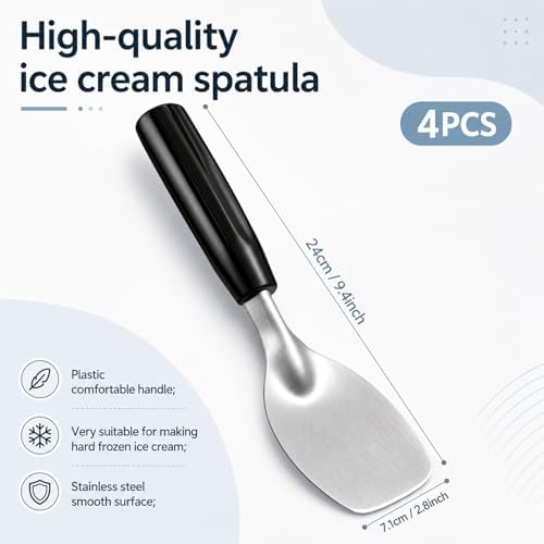 4 Pack Ice Cream Spade Heavy Duty, Stainless Steel