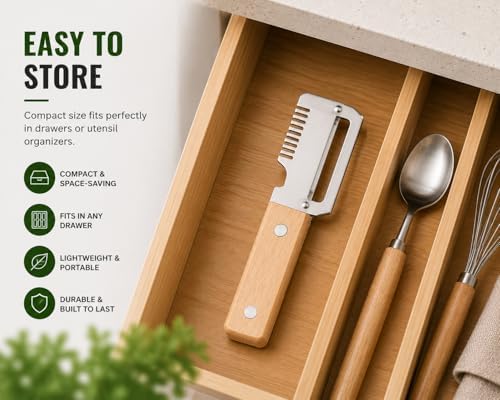 Multifunction Vegetable Peeler- 3- in-1 Ultra Sharp Stainless Steel Kitchen Peeler for Potatoes, Carrots, Fruits & Vegetables - Easy Meal Prep Gadget, Peeler and Julienne Shredder Tool