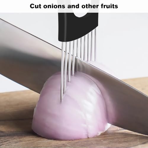 Stainless Steel Onion Slice Holder, 2025 New Multifunctional Onion Slicer Chopper Vegetable Cutter, Premium Avocados Lemon Potato Tomato Carrots and Other Vegetable Fixing Slicer (1)