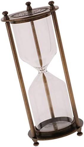 Retro Metal Sandglass Empty Hourglass Sand Timer Without Sand for Home Office Decoration (Bronze - L)