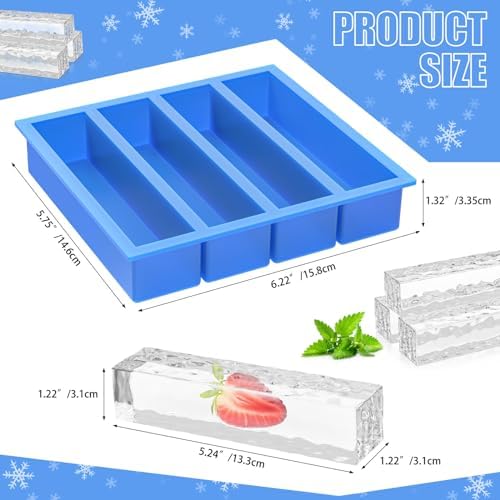 Silicone Ice Cube Trays with Easy Release Ice Cubes for Whiskey, Butter Mold, Set of 2 Blue
