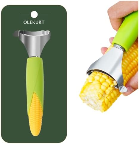 Corn Shaped Corn Stripper, Corn Peeler for Corn on the Cob Remover Tool, Corn Thresher with Good Grips (Green-yellow)…