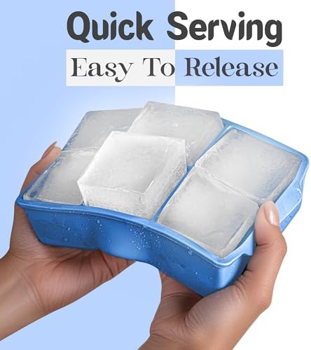 KitchFort® Large Silicone Ice Cube Tray (3-Pack) - 2" Big Ice Mold with Lid