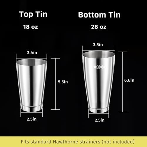 Boston Shaker Set, Professional Cocktail Shaker Set (18oz/28oz) Weighted Stainless Steel Bar Shakers for Bartending, Leakproof Bar Tools for Professional Bartender & Home Bar Mixology