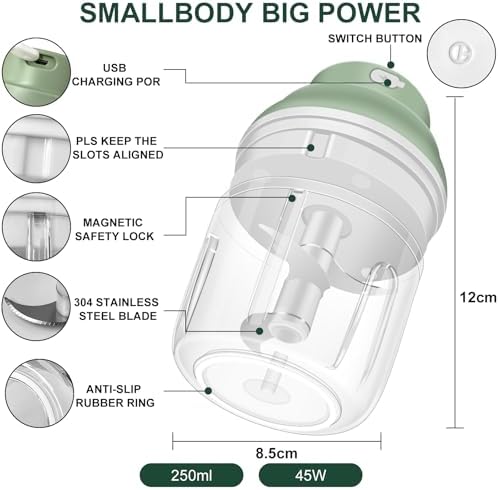 Electric Garlic Chopper, 250ML Garlic Mincer with Egg Beater