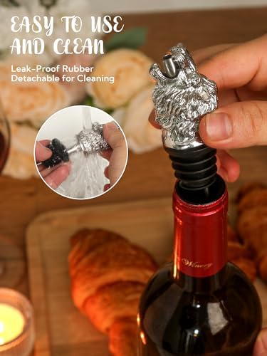 Lion Head Wine Pourer, Animal Bottle Pourer and Liquor Stopper for Wine Whiskey Spirits, Metal Wine Aerator Spout with Stainless Steel & Silicone, Novelty Bar Accessory Gift for Men Parties & Holidays