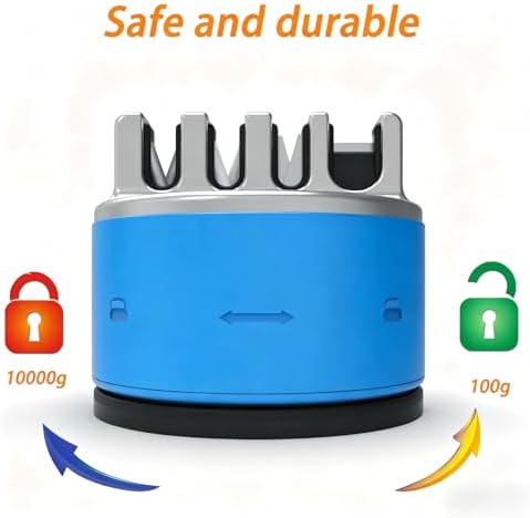 VIRO Compact Suction Kitchen Chef Knife Scissors Sharpener for Straight & Serrated Knives, 4-Stage Knife Sharpening Tool Helps Repair and Restore Blades (Bright Blue)