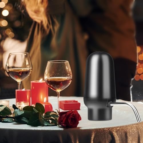 KUFUNG Smart Electric Wine Aerator Dispenser & Decanter Set Rechargeable Design with Micro USB Cable, Pump Dispenser Ideal for Pouring（BLACK）