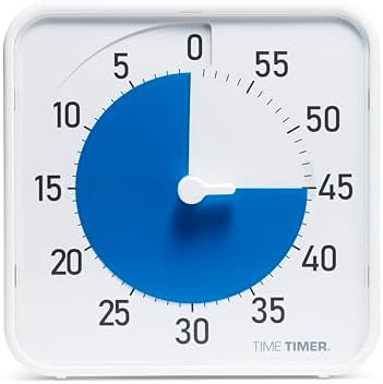 Time Timer Original 8" Visual Countdown Timer – Medium 60-Minute Silent Classroom Visual Timer for SEL, Emotional Regulation, Focus, Calm Transitions, ADHD, Autism – (Blue & White)