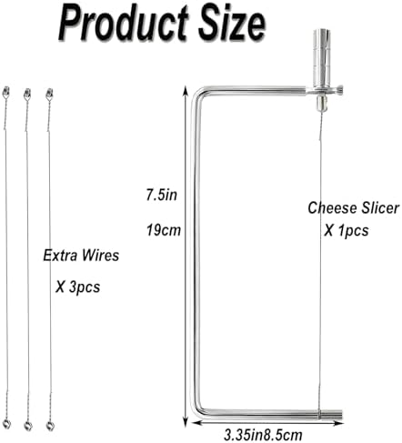 Cheese Slicer Accessories Kitchen Knife Marble Board Cheese Cutter Stainless Steel Components DIY for Making Giftable Cheese Block Cutting Boards with Wire Slicer Hardware Kit(1Slicer+4Wires)7.5"