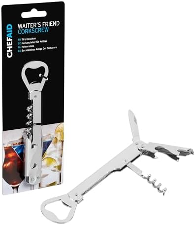 Chef Aid Waiters Friend Corkscrew, Multi-use Bar Keepers Tool and Opens Wine and Beer Bottles with Ease, Dishwasher Safe