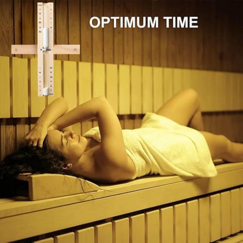 Sauna Hourglass Sand Timer 15 Minute, Heat Resistant 15 Min Wood White Clock, Sand Watch, Rotating Large Reloj De Arena, Wooden Hour Glass Sandglass for Sauna Room