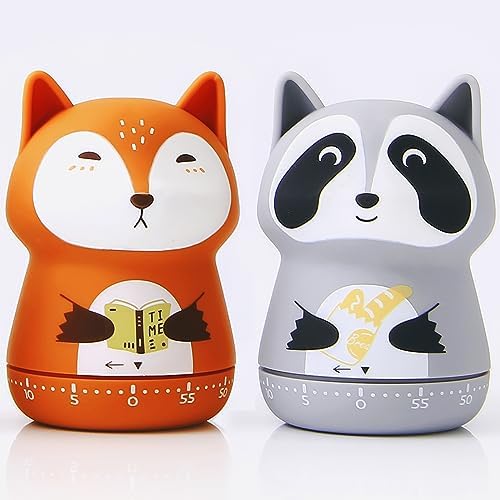 ELE DEPI 2pcs Cute Kitchen Timer for Kids,Mechanical Egg Timer for Cooking.
