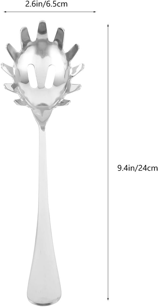 Stainless Steel Spaghetti Spoon 9.44 Inch Pasta Server with Comfortable Handle for Noodle Dumpling and Ice Scooping in Home and Restaurant