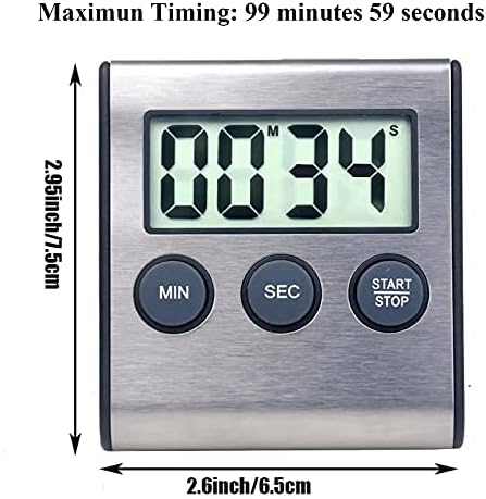 Digital Kitchen Timer - Magnetic Countdown With Loud Alarm, Stainless Steel for Cooking, Baking, Sports Games