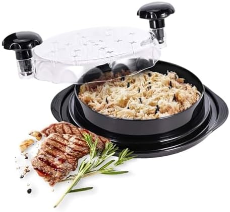 Pro Chicken Shredder Transparent Lid with Ergonomic Handle Visible Chicken Breast Shredder Tool, Dishwasher Safe Cleaning Brush - Meat Shredder Machine
