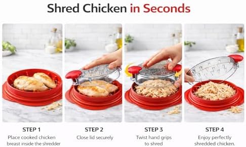 Chicken Shredder Tool Twist – Large Meat Shredder for Chicken Breast, Fast Manual Chicken Shredder Tool for Pulled Pork, Dishwasher Safe Handheld Meat Shredding Tool for Kitchen & BBQ