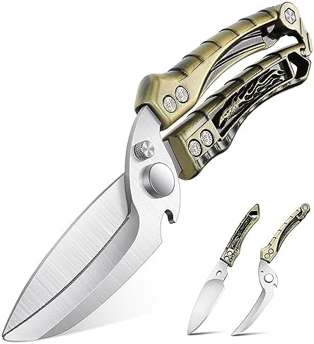 Dream Reach Kitchen Poultry Shears - Heavy Duty Detachable Cooking Scissors with Serrated Edge for Chicken, Meat, Turkey, Green Kitchen Shears for Thansgiving Gift