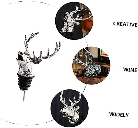 Mikinona 1Pc Creative Deer Head Wine Bottle Pourer Animal Wine Aerator Stopper for Home Parties Bars and Events Unique Wine Pouring Accessory