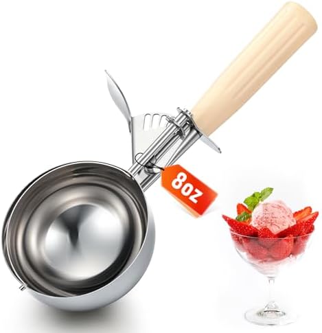 Reallnaive 1 Pcs Ice Cream Scooper with Trigger, 8 oz, Ivory