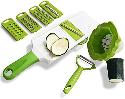 5 In 1 Handheld Vegetable Slicer & Grater - With Mandolin Blade & Peeler, All-in-one, Shredder, Grater, Zester and More - From Jean Patrique