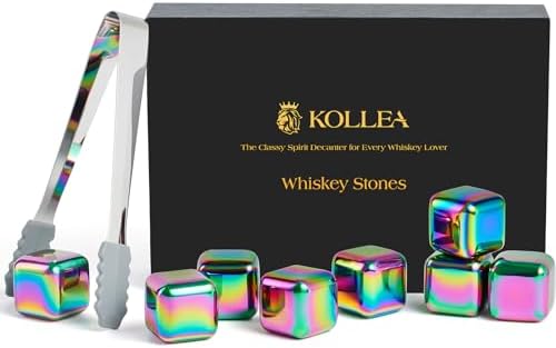 Kollea Whiskey Stones 8-Pack Stainless Steel Chilling Rocks Set, Multicolor