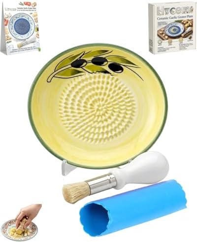 Ceramic Garlic Grater Plate Bowl for Food, Handheld Ginger Peeler Spanish Tomato Grater Dish Gradient Ginger Pottery Crusher Herb Stripper Porcelain Mincing Plate Grinder Kitchen Tool(#7)