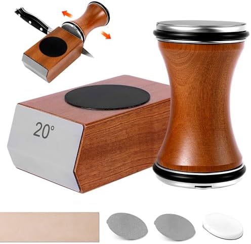 Rolling Knife Sharpener Kit, Knife Sharpener Tool with Replaceable Discs Diamond & Ceramic,15 & 20 Degree Multi-Purpose Magnetic Base, Suitable for Small, Medium, and Large Knives