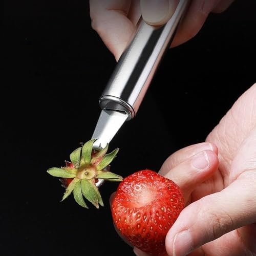 Stainless Steel Strawberry Huller and Tomato Stem Corer, Multi-Function Stainless Corer and Pitter Remover, Silver