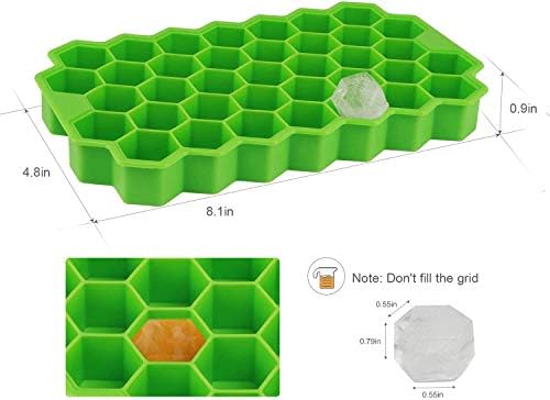 Silicone Ice Cube Trays 4 Pack with Lids | BPA FREE | Hexagon Shaped | 148 Cubes, 37 Cubes/Tray