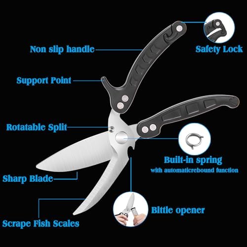 Poultry Shears Scissors Heavy Duty,Kitchen Shears,Multi-purpose Stainless Steel Kitchen Scissors for Christmas Turkey Food , Chicken,Fish,Meat,Separable easy to clean thoroughly,Dishwasher Safe.