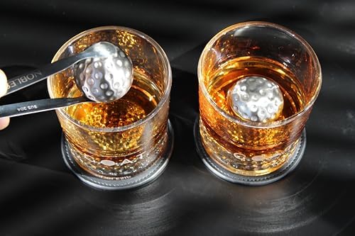 NOBLESIP® Whiskey Chilling Golf Steel Balls 𝗣𝗥𝗘𝗠𝗜𝗨𝗠 ice Set. Easily chill Your Drinks, Cocktails, Beer, Wine, with no Dilution, and no impurities. Whiskey Men, Golfer Bourbon Home bar Gift