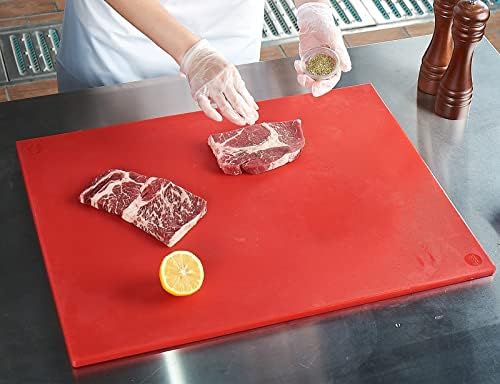 CURTA Cutting Boards for Kitchen, 24" x 18" x 0.5" Red Color Coded Plastic Chopping Board with Anti Slip Surface Dishwasher Safe