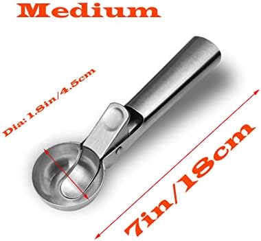 Stainless Steel Ice Cream Scooper with Trigger Release, Heavy Duty Metal Icecream Scoop Spoon Dishwasher Safe, Icecream Scoop Spoon for Meatball Frozen Yogurt Gelatos and Sundaes, Medium & Large