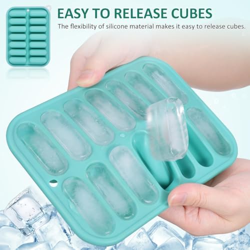 Cabilock Silicone Ice Stick Tray for Water Bottles, Mini Ice Cube Mold with Easy Release Design for Freezer, Drinks, Coffee, Cocktails and Summer Beverages, Green