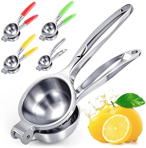Lemon Squeezer Large, Lemon Squeezer Juicer Stainless Steel, Heavy Duty Manual Citrus Juicer Hand Press, Kitchen Tools Lime Squeezer Bar Tool, Easy to Clean Metal Lemon Hand Press