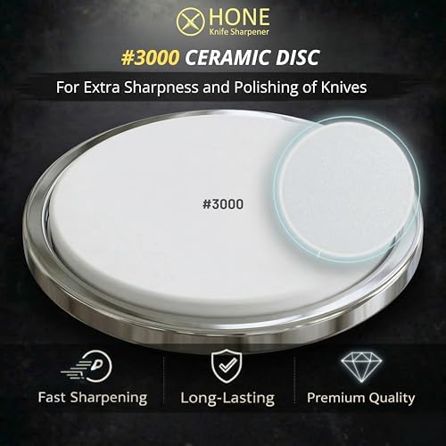 #𝟑𝟎𝟎𝟎 𝐂𝐞𝐫𝐚𝐦𝐢𝐜 𝐃𝐢𝐬𝐜 for 𝗛𝗢𝗡𝗘 𝗞𝗻𝗶𝗳𝗲 𝗦𝗵𝗮𝗿𝗽𝗲𝗻𝗲𝗿, Premium Rolling Knife Sharpener Disc for Fine Sharpening & Blade Maintenance, Extra Sharp Knives Honing & Polishes Edge