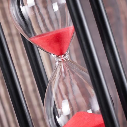 BELLAWARE Hourglass Timer with Red Sand, 15 Minute Wooden Sand Timer
