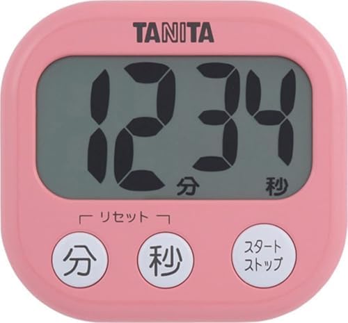 Tanita TD-384 PK Kitchen Study Learning Timer with Magnet, Large Screen, Loud Volume, 100 Minutes, Pink