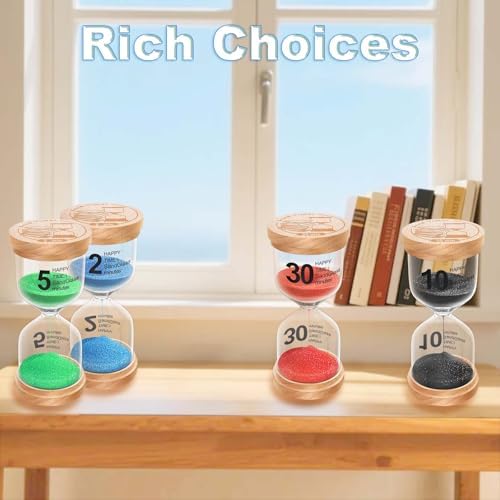 2 Minute Sand Timer, Wooden Hourglass Sand Clock, Small Wood Blue 2 Min Hour Glass, Two Minutes Sandglass for Brushing Teeth, Reloj De Arena, Classroom, Game, Kitchen, Home, Office