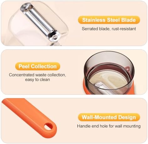 Peeler with Storage, 2025 New Vegetable Peeler with Container, Fruit and Vegetable Peeling Knife with Catcher, Kitchen Gadget for Holiday (Orange)
