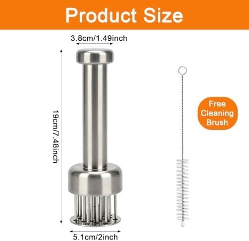 Meat Tenderizer Tool, 304 Stainless Steel Meat Tenderizer Mallet with 21 Sharp Needles Meat Hammer Press Meat Tenderizer Tool for Beef, Pork, Steak, Chicken, Dishwasher Safe
