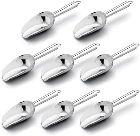 E-far Mini Ice Scoop Set of 8, 3 Ounce Stainless Steel Utility Scoops