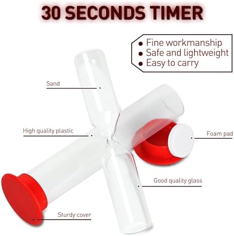 PROLOSO 30 Sec Sand Timer Hourglass Sandglass Clock Countdown Bulk Toy Set Timers for Kids Games Classroom School Prize Party Favors Pack of 20 (White Sand)
