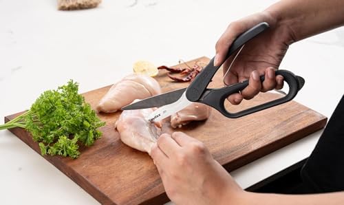 Zyliss All Purpose Shears - Stainless Steel, Heavy-Duty Kitchen Scissors for Food - Spring-Assisted Chef Scissors for Poultry, Vegetables & More - Dishwasher Safe - Multi-Purpose Kitchen Tool
