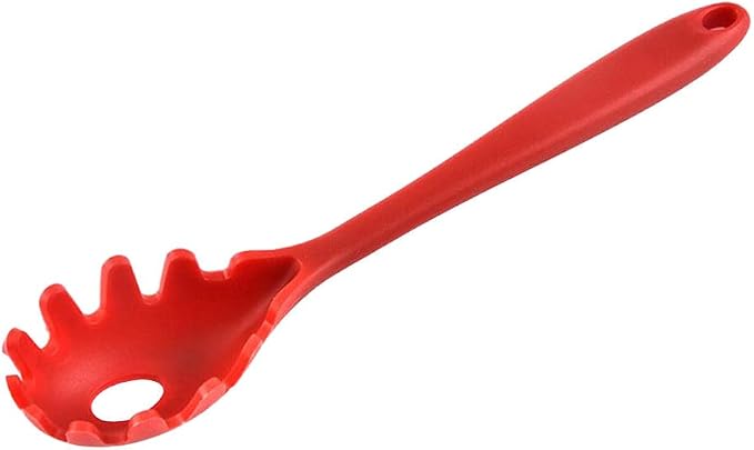 Silicone Pasta Fork, Spaghetti Server Tongs, Noodles Spoon, Eco Friendly and BPA Free - Red 1, 28.5x5.5x3.5cm