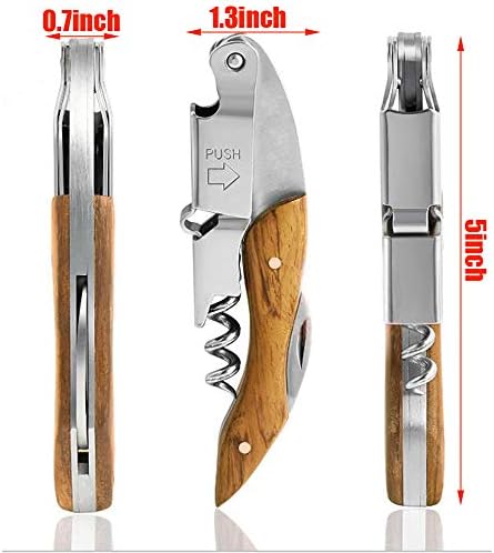 Professional Waiter Corkscrew Wine Key for Bartenders Set of 3,With Long Rosewood Handle Stainless Steel Handle Wine Opener for Bar Restaurant Waiters, Sommelier, Bartend (Big Wood 3 Packs)