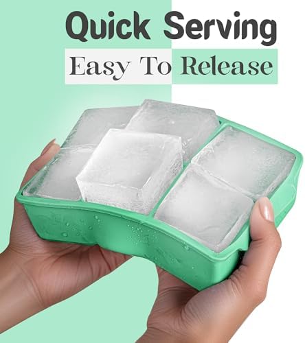 KitchFort® Large Silicone Ice Cube Tray (3-Pack) - 2" Big Ice Mold with Lid