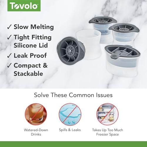 Tovolo Sports Ice Mold Bundle Set of 4 Football Baseball Basketball Soccer Ball Large Craft Ice Cubes for Whiskey Cocktails with Silicone Lids, Easy Fill Craft Ice Mold for Sports Fans