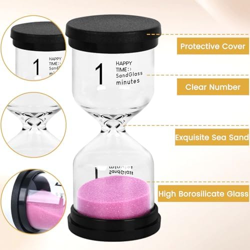 SHINDEL Sand Timers Set, 6PCS Colorful Hourglass Sandglass Timer